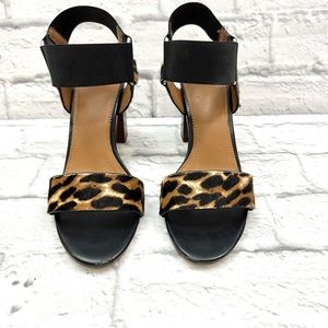 Franco Sarto Olivia animal print fur 4” block heeled sandals size 9